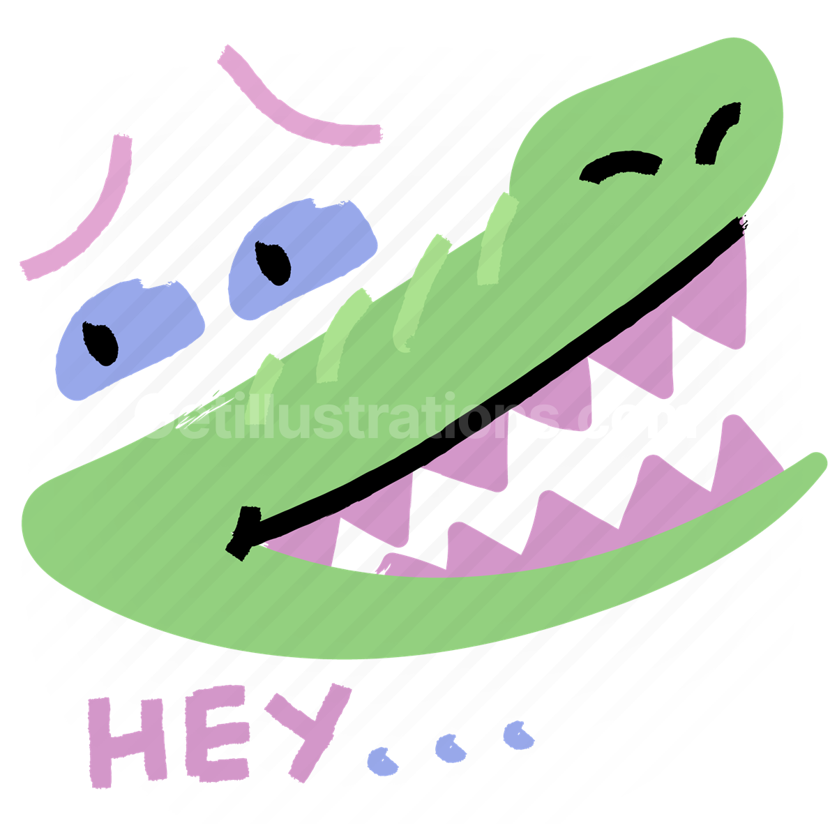crocodile, alligator, hey, greeting, animal, wildlife, sticker, character